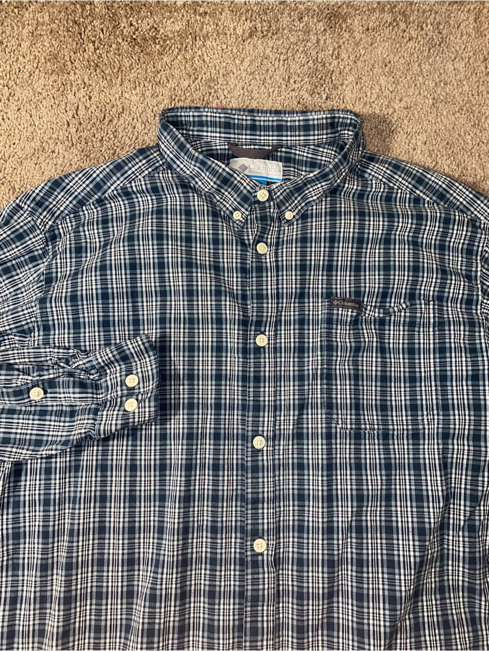 Columbia Heavy Duty Mens Size 3XT XXXL Blue Collar Work Button Up Down Shirt